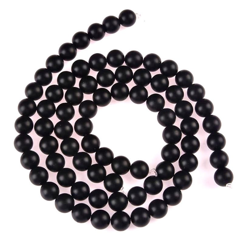 PLTbeads Gorgeous Onyx Black Agate Natural Gemstone Loose Beads 8mm Matte Round Approxi 15.5 inch DIY Bracelet Necklace for Jewelry Making - Image 2